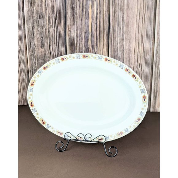 Large Vtg White Porcelain Autumn Fall Turkey Platter | 14" Oval Serving Platter - Picture 3 of 9